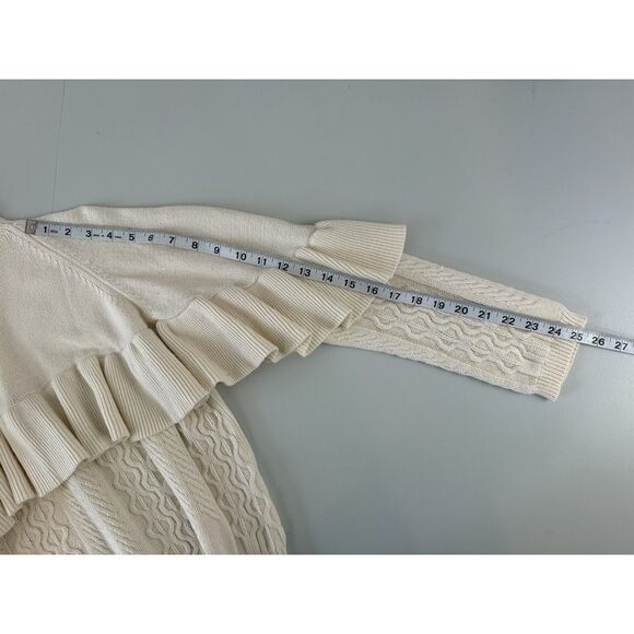 Project Naadam Women's Ruffle Cream Ivory Sweater Cotton Acrylic Size S - Picture 11 of 12